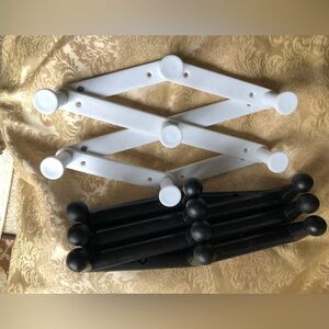 Vintage White and black Expandable Accordion Peg Hanging Rack 15”